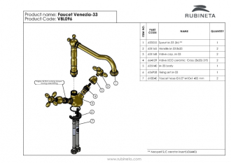 baterie Venezia V-33 Cross dřezová bronz OLBAV33