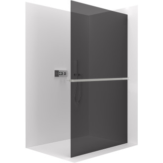 CERANO - Sprchová zástěna Walk-in Crystal L/P - 8 mm + polička/držák na ručníky - bezvzpěrový systém - chrom, grafitové sklo - 140x200 cm