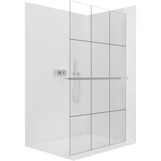 CERANO - Sprchová zástěna Walk-in Crystal L/P - 8 mm + polička/držák na ručníky - bezvzpěrový systém - chrom, industriální sklo - 110x200 cm