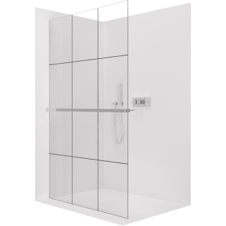 CERANO - Sprchová zástěna Walk-in Crystal L/P - 8 mm + polička/držák na ručníky - bezvzpěrový systém - chrom, industriální sklo - 130x200 cm