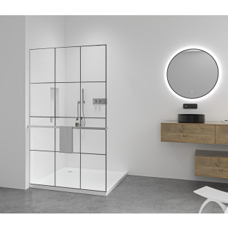 CERANO - Sprchová zástěna Walk-in Crystal L/P - 8 mm + polička/držák na ručníky - bezvzpěrový systém - chrom, industriální sklo - 150x200 cm