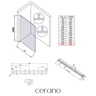 CERANO - Sprchová zástěna Walk-in Crystal L/P - 8 mm + polička/držák na ručníky - bezvzpěrový systém - chrom, mléčné sklo - 160x200 cm