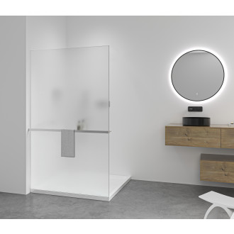 CERANO - Sprchová zástěna Walk-in Crystal L/P - 8 mm + polička/držák na ručníky - bezvzpěrový systém - chrom, mléčné sklo - 80x200 cm