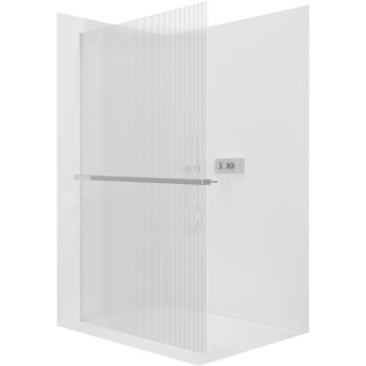 CERANO - Sprchová zástěna Walk-in Crystal L/P - 8 mm + polička/držák na ručníky - bezvzpěrový systém - chrom, rýhované sklo - 140x200 cm