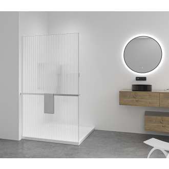 CERANO - Sprchová zástěna Walk-in Crystal L/P - 8 mm + polička/držák na ručníky - bezvzpěrový systém - chrom, rýhované sklo - 50x200 cm