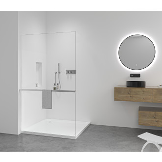 CERANO - Sprchová zástěna Walk-in Crystal L/P - 8 mm + polička/držák na ručníky - bezvzpěrový systém - chrom, transparentní sklo - 100x200 cm