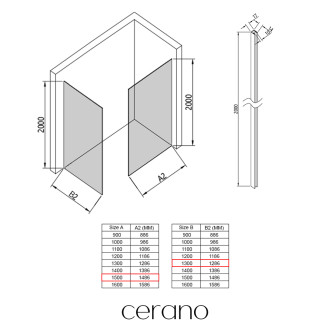 CERANO - Sprchová zástěna Walk-in Crystal T L/P - 10 mm - bezvzpěrový systém - chrom, grafitové sklo- 150x130x200 cm