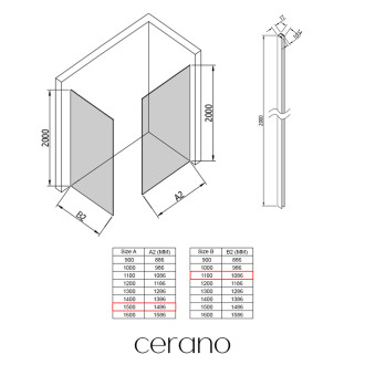 CERANO - Sprchová zástěna Walk-in Crystal T L/P - 10 mm - bezvzpěrový systém - chrom, transparentní sklo - 150x110x200 cm