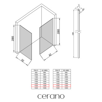 CERANO - Sprchová zástěna Walk-in Crystal T L/P - 10 mm - bezvzpěrový systém - chrom, transparentní sklo - 150x150x200 cm