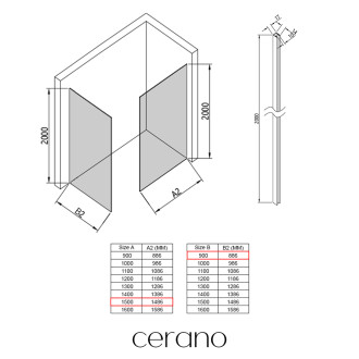 CERANO - Sprchová zástěna Walk-in Crystal T L/P - 10 mm - bezvzpěrový systém - chrom, transparentní sklo - 150x90x200 cm