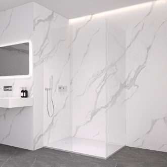 CERANO - Sprchová zástěna Walk-in Crystal T L/P - 10 mm - bezvzpěrový systém - chrom, transparentní sklo - 160x150x200 cm