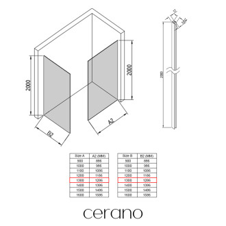CERANO - Sprchová zástěna Walk-in Crystal T L/P - 10 mm - bezvzpěrový systém - chrom, transparentní sklo- 130x130x200 cm
