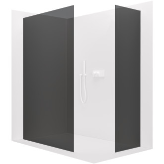 CERANO - Sprchová zástěna Walk-in Crystal T L/P - 8 mm - bezvzpěrový systém - bílá matná, grafitové sklo - 140x120x200 cm