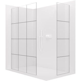 CERANO - Sprchová zástěna Walk-in Crystal T L/P - 8 mm - bezvzpěrový systém - bílá matná, industriální sklo - 120x120x200 cm