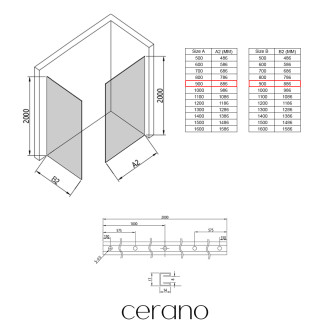 CERANO - Sprchová zástěna Walk-in Crystal T L/P - 8 mm - bezvzpěrový systém - bílá matná, mléčné sklo - 90x90x200 cm