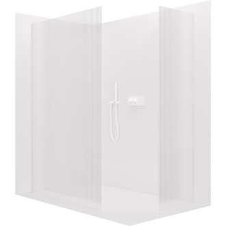 CERANO - Sprchová zástěna Walk-in Crystal T L/P - 8 mm - bezvzpěrový systém - bílá matná, rýhované sklo- 130x130x200 cm