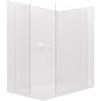 CERANO - Sprchová zástěna Walk-in Crystal T L/P - 8 mm - bezvzpěrový systém - bílá matná, transparentní sklo - 100x60x200 cm