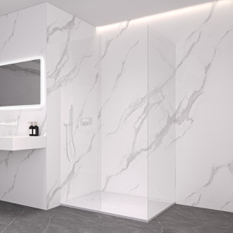 CERANO - Sprchová zástěna Walk-in Crystal T L/P - 8 mm - bezvzpěrový systém - bílá matná, transparentní sklo - 130x90x200 cm