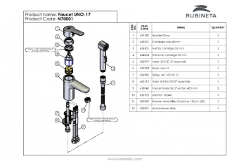 baterie UNO-17 umyvadlová stojánková s bidetovou sprškou OLBAUN17