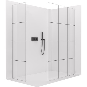 CERANO - Sprchová zástěna Walk-in Crystal T L/P - 8 mm - bezvzpěrový systém - černá matná, industriální sklo - 120x90x200 cm