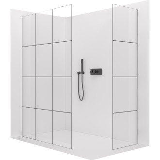 CERANO - Sprchová zástěna Walk-in Crystal T L/P - 8 mm - bezvzpěrový systém - černá matná, industriální sklo - 130x130x200 cm