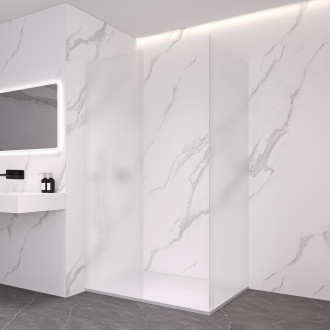 CERANO - Sprchová zástěna Walk-in Crystal T L/P - 8 mm - bezvzpěrový systém - černá matná, mléčné sklo - 110x50x200 cm