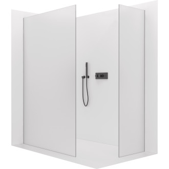 CERANO - Sprchová zástěna Walk-in Crystal T L/P - 8 mm - bezvzpěrový systém - černá matná, mléčné sklo - 130x70x200 cm