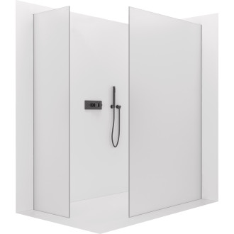 CERANO - Sprchová zástěna Walk-in Crystal T L/P - 8 mm - bezvzpěrový systém - černá matná, mléčné sklo - 160x60x200 cm