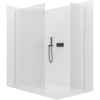 CERANO - Sprchová zástěna Walk-in Crystal T L/P - 8 mm - bezvzpěrový systém - černá matná, rýhované sklo - 130x110x200 cm