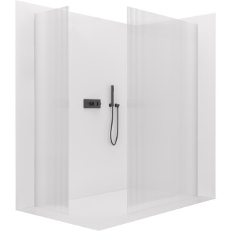 CERANO - Sprchová zástěna Walk-in Crystal T L/P - 8 mm - bezvzpěrový systém - černá matná, rýhované sklo - 160x60x200 cm