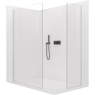 CERANO - Sprchová zástěna Walk-in Crystal T L/P - 8 mm - bezvzpěrový systém - černá matná, transparentní sklo - 140x50x200 cm