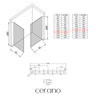 CERANO - Sprchová zástěna Walk-in Crystal T L/P - 8 mm - bezvzpěrový systém - chrom, mléčné sklo - 130x120x200 cm