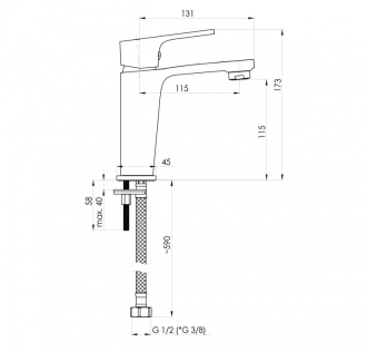 baterie MODENA-18 umyvadlová stojánková OLBAMOD18