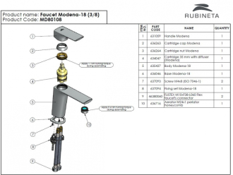 baterie MODENA-18 umyvadlová stojánková OLBAMOD18