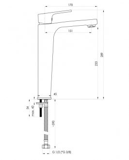 baterie MODENA-18D umyvadlová stojánková (vysoká) OLBAMOD18D
