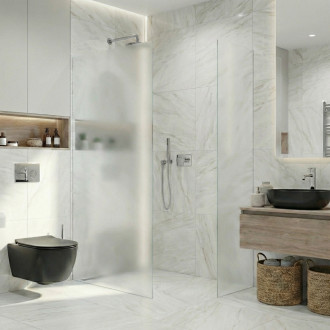 CERANO - Sprchová zástěna Walk-in Crystal T L/P - 8 mm - bezvzpěrový systém - chrom, mléčné sklo - 80x70x200 cm