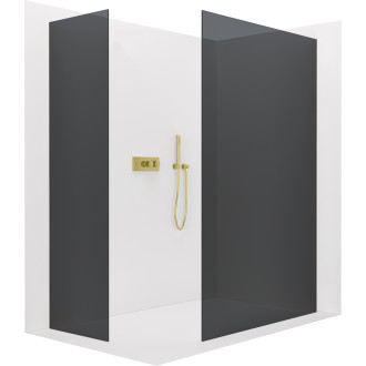 CERANO - Sprchová zástěna Walk-in Crystal T L/P - 8 mm - bezvzpěrový systém - zlatá, grafitové sklo - 160x80x200 cm