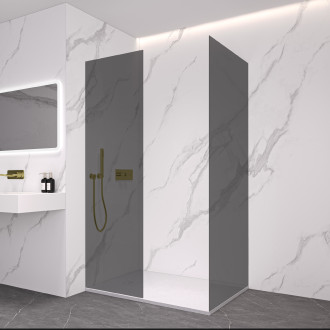 CERANO Sprchová zástěna Walk-in Onyx T L/P  zlatá kartáčovaná, grafitové sklo 80x70