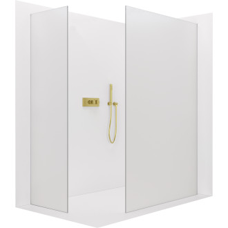 CERANO - Sprchová zástěna Walk-in Crystal T L/P - 8 mm - bezvzpěrový systém - zlatá, mléčné sklo - 110x60x200 cm