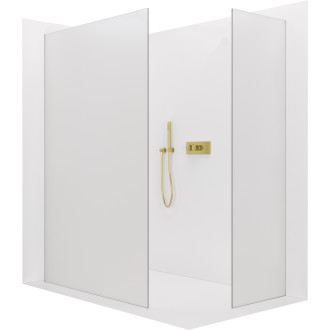 CERANO - Sprchová zástěna Walk-in Crystal T L/P - 8 mm - bezvzpěrový systém - zlatá, mléčné sklo - 120x90x200 cm