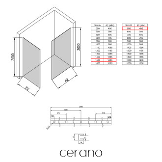 CERANO Sprchová zástěna Walk-in Onyx T L/P  zlatá kartáčovaná, mléčné sklo 150x50