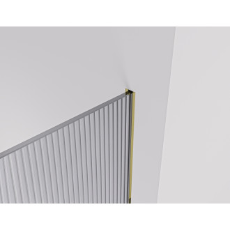 CERANO - Sprchová zástěna Walk-in Crystal T L/P - 8 mm - bezvzpěrový systém - zlatá kartáčovaná, rýhované sklo - 150x100x200 cm