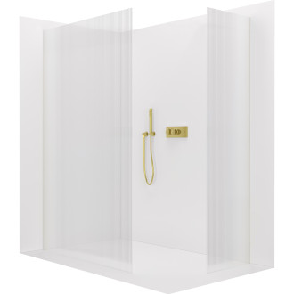 CERANO - Sprchová zástěna Walk-in Crystal T L/P - 8 mm - bezvzpěrový systém - zlatá kartáčovaná, rýhované sklo - 70x50x200 cm