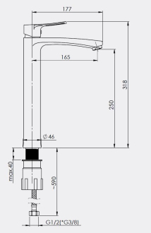baterie NICA-18D umyvadlová stojánková vysoká OLBANIC18D