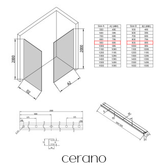 CERANO - Sprchová zástěna Walk-in Crystal T L/P - 8 mm - bezvzpěrový systém + polička/držák na ručníky - černá matná, industriální sklo - 90x90x200 cm