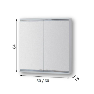 ARLES 60 - horní zrcadlová skříňka s LED osvětlením, 60 x 64 x 15 cm OLNARL60