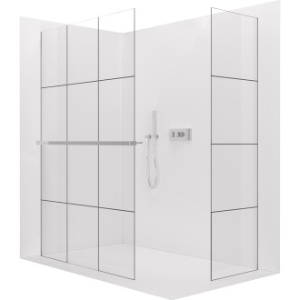 CERANO - Sprchová zástěna Walk-in Crystal T L/P - 8 mm - bezvzpěrový systém + polička/držák na ručníky - chrom, industriální sklo - 140x120x200 cm