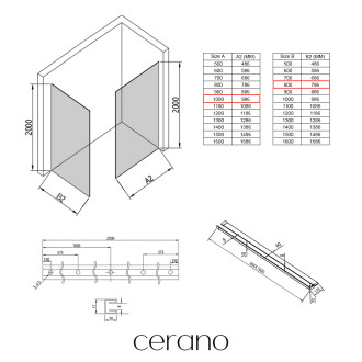 CERANO - Sprchová zástěna Walk-in Crystal T L/P - 8 mm - bezvzpěrový systém + polička/držák na ručníky - chrom, mléčné sklo - 100x80x200 cm