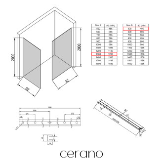 CERANO Sprchová zástěna Walk-in Onyx T L/P  +držák chrom, mléčné sklo 130x50