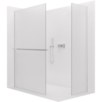 CERANO - Sprchová zástěna Walk-in Crystal T L/P - 8 mm - bezvzpěrový systém + polička/držák na ručníky - chrom, mléčné sklo - 150x50x200 cm